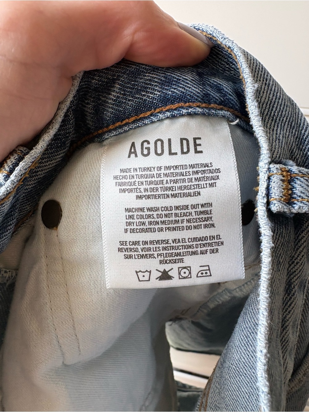Agolde Light Blue High-Rise cross cross 100% organic cotton Denim Shorts - Picture 4 of 10